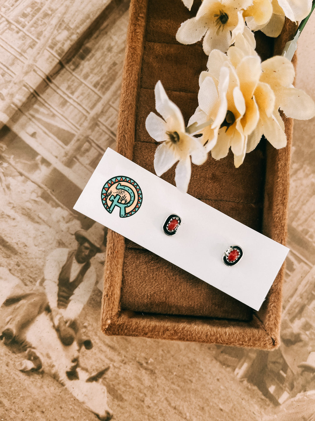 Red Spiny Stud Earrings